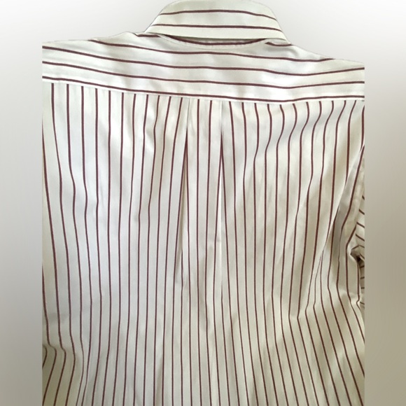 PATRICK JAMES Men’s button down shirt. Dark red/burgundy wide stripe 16/33 Grest - Picture 3 of 6